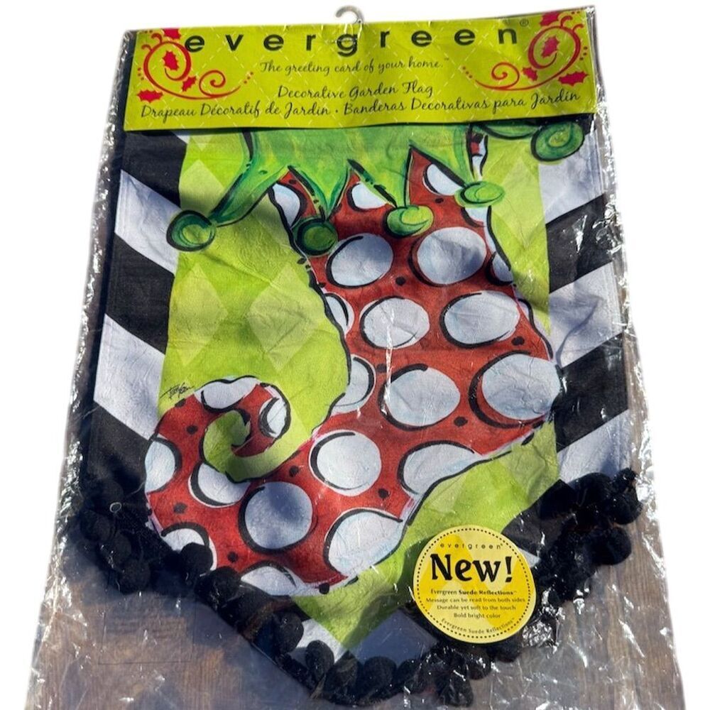 Evergreen Red Polka Dot Christmas Stocking Garden Flag